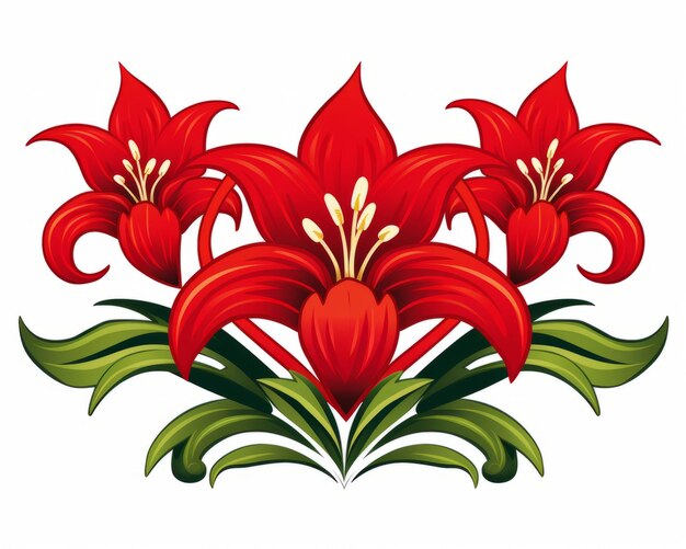 Foto fiori di giglio rosso su uno sfondo bianco