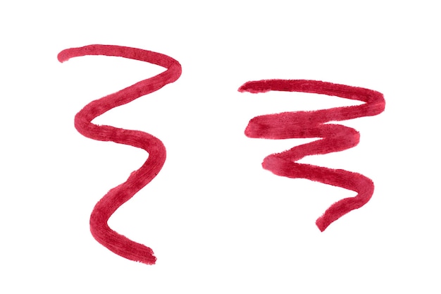 Tratto di rivestimento labbra rosso isolato su sfondo bianco tratto di matita labbra per il design