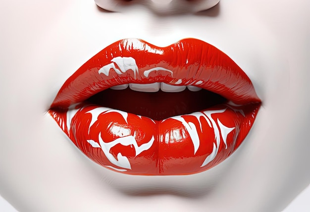 a red lips is open on white background