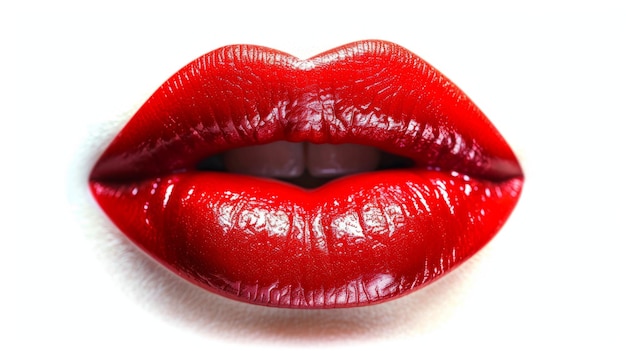 白い背景の赤い唇 美容業界スタイルのイラスト 赤いリップスティック