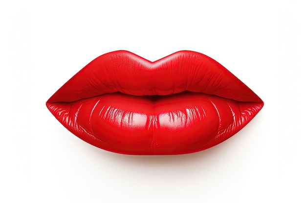 Red lips on a white background