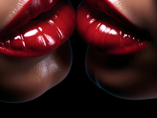 Photo red lips with a black background