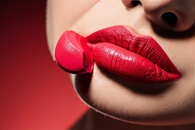 Red lipstick 3d rendering closeup advertising publicity picture women039s cosmetics lipstick