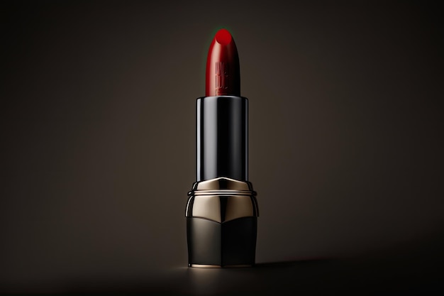 Red lipstick on a black background Illustration Generative AI