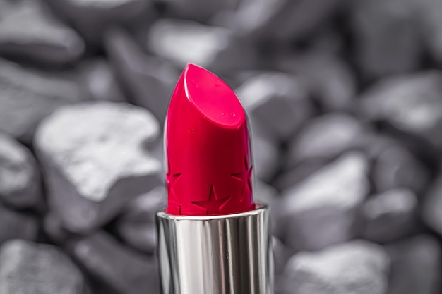 Foto rossetto rosso closeup trucco di lusso e cosmetici di bellezza