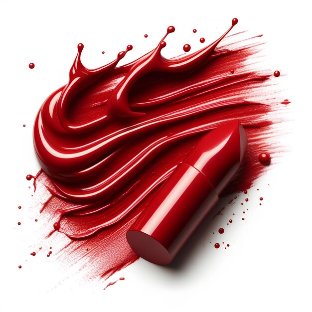 Photo red lipstick smear isolated on white background red color cosmetic product brush stroke swipe sample