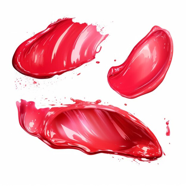 Red lipstick smear smudge on white background Brushstroke acrylic smear