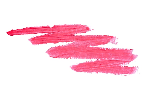흰색 배경에 고립 된 빨간 립스틱 얼룩 얼룩이 메이크업 제품 샘플