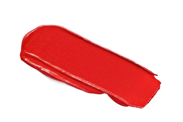 Фото Красный образец помады, изолированный на белом