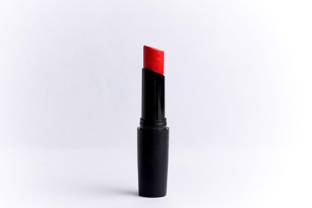 Red lipstick on a white background