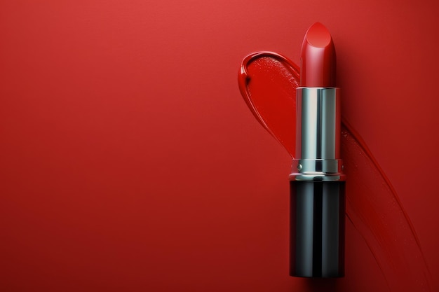 Foto rossetto rosso con decorazione di cuore