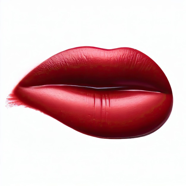 Photo a red lipstick with a red lip and a white background.