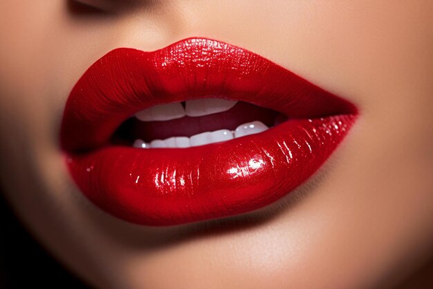 A red lipstick with a white stripe on the bottom.