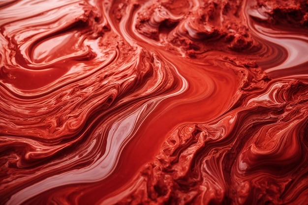 Red liquid marble background diy aesthetic flowing texture experimental art