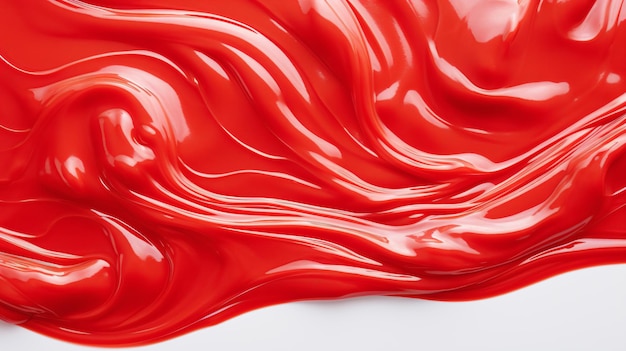 a red liquid swirl is on a white surface