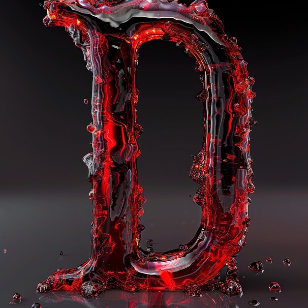 Photo a red liquid with a large letter p on it