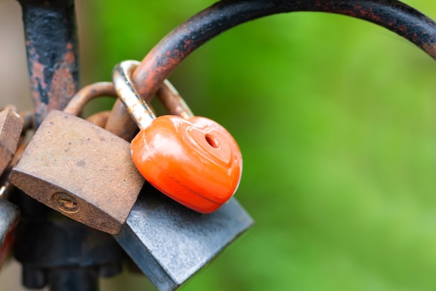 Red lock padlocks love heart