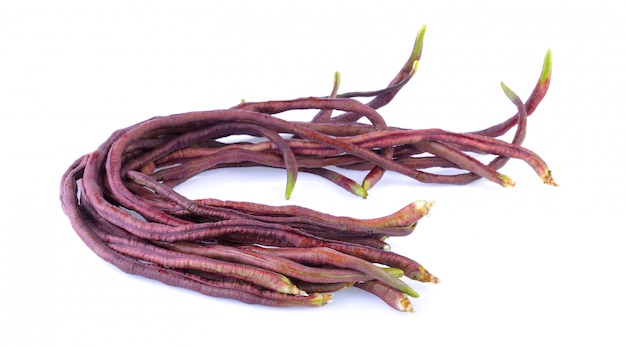 Red long bean on white background