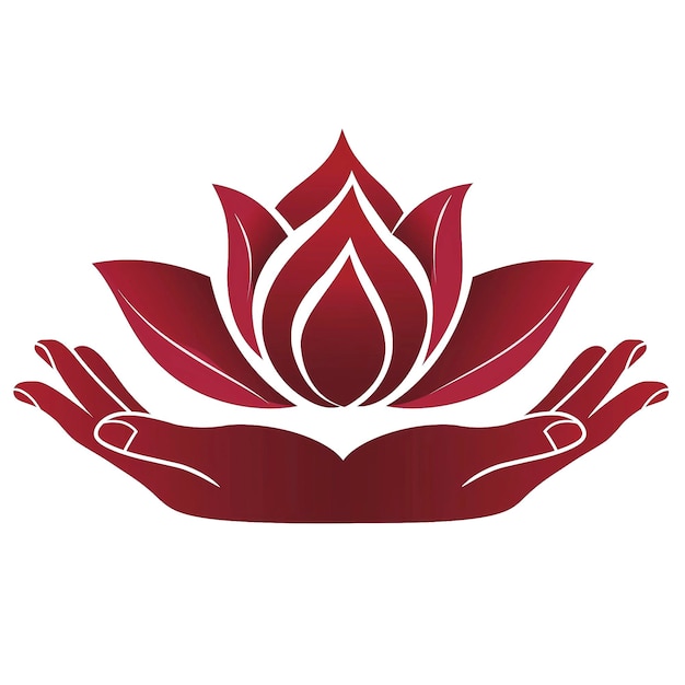 Red lotus flower with two hands holding it Hand Stock Photos