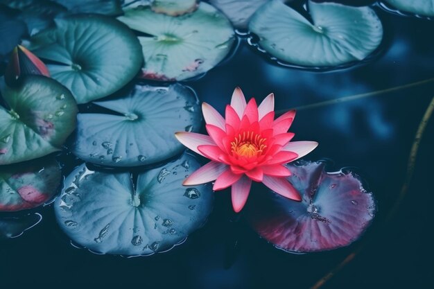 Foto lirio d'acqua di loto rosso