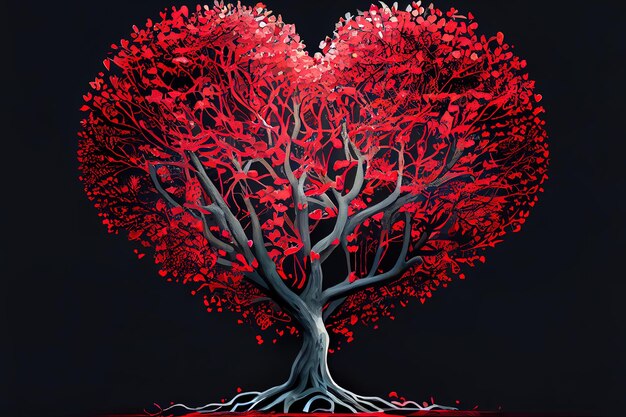 Red love tree heartshaped tree