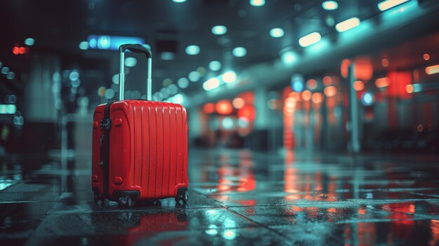 Red Luggage on Ground