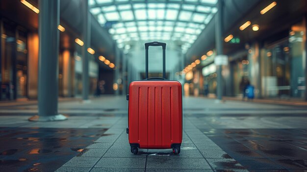 Red Luggage on Ground