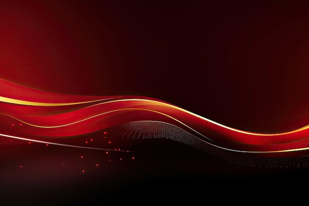 red luxury background with golden line decoration and curve light effect with bokeh elements Modern