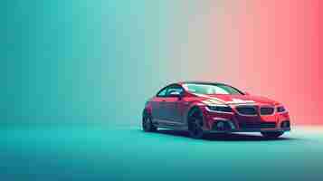 Photo red luxury sports car on a blue and pink gradient background