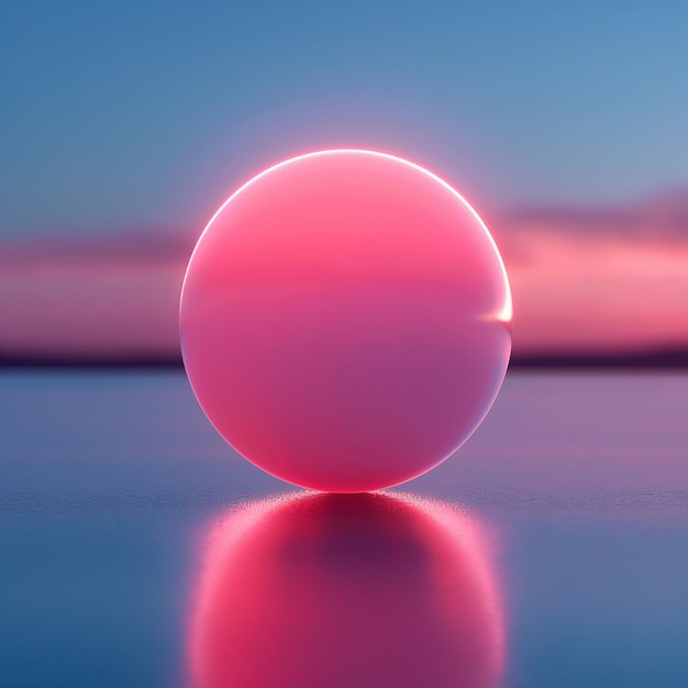 Red magic crystal ball on blue background 3d render illustration