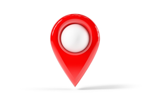 Photo red map point, location pin isolated from the white background