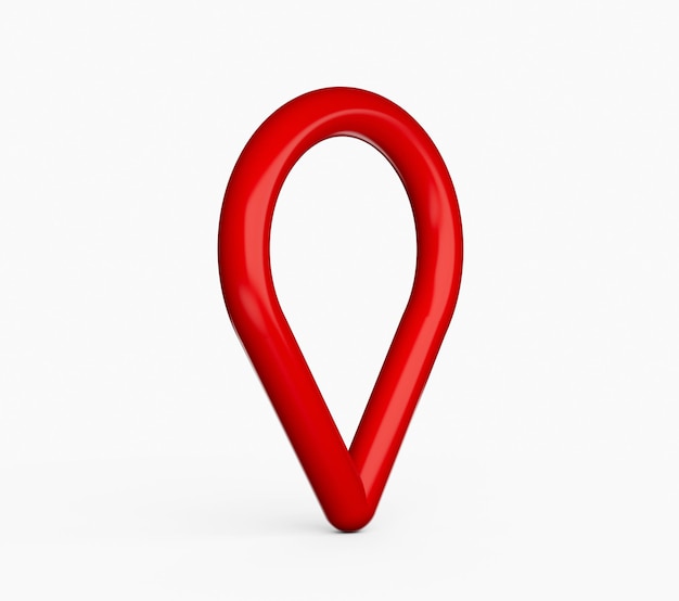 red map pointer 3d pin location symbol made with red round pipe 3d illustration