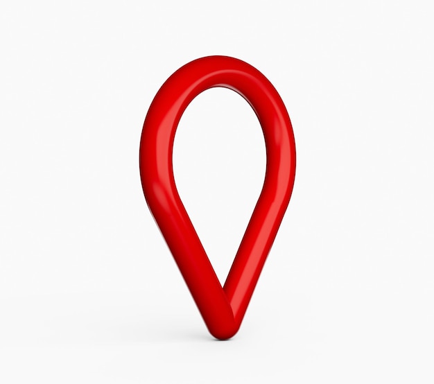 Photo red map pointer 3d pin location symbol made with red round pipe 3d illustration