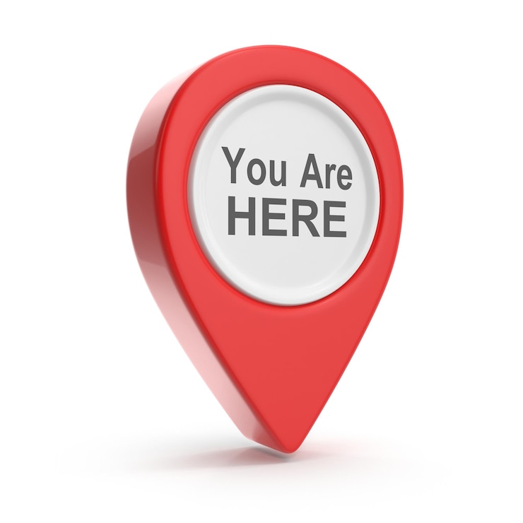 Photo red map pointer your are here