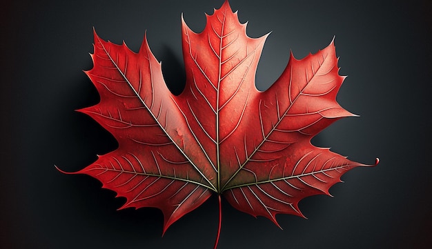 Red Maple leaf realistic illustration image Ai generated art