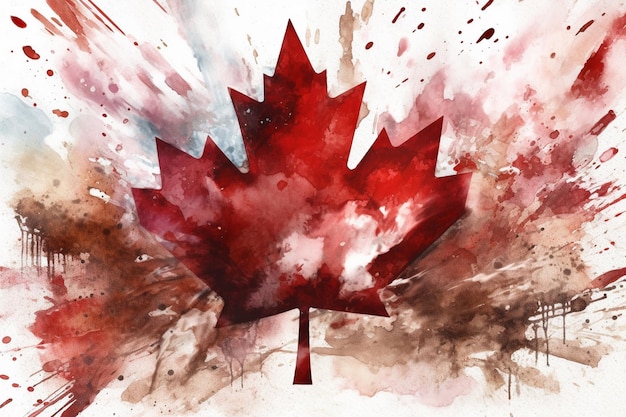 A red maple leaf with the word canada on it