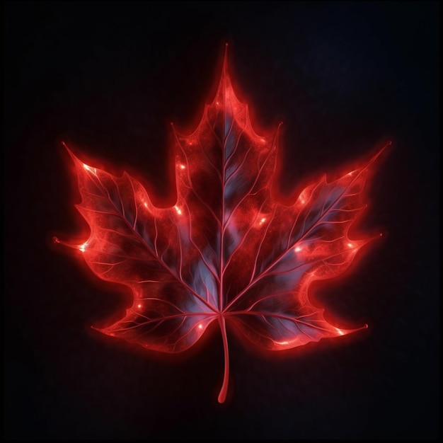 A red maple leaf with the word canada on it