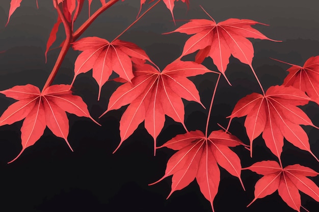 Red maple leaves on the branches