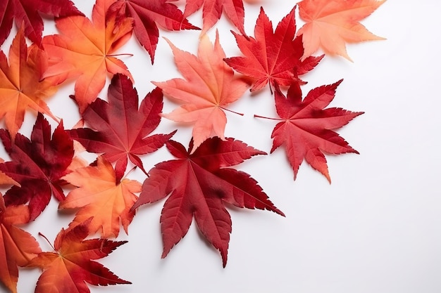 Red maple leaves isolated on white background generate ai