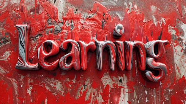 Photo red marble education concept creative horizontal art poster