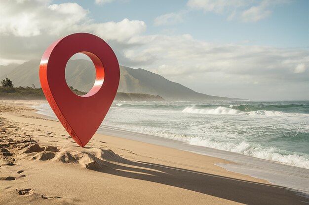 Foto a red marker that has a red marker in the sand