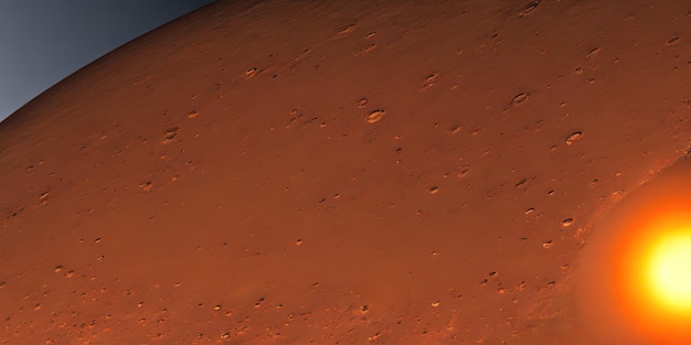 Red Mars close-up view, deep space