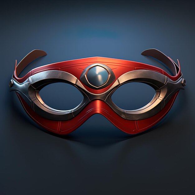 Photo a red mask with a silver rim and a red mask on it