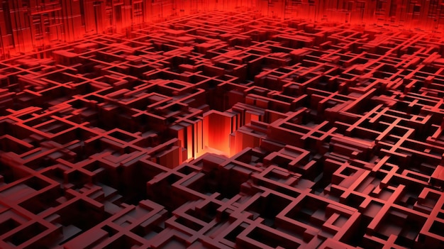 A red maze with a hole in the middle