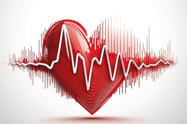 Фото Красная медицинская линия сердцебиения на форме сердца иллюстрация цвет фона мировая концепция сердца