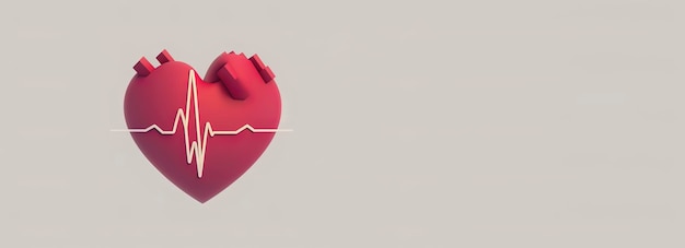 Photo red medical heartbeat line panoramic generative ai