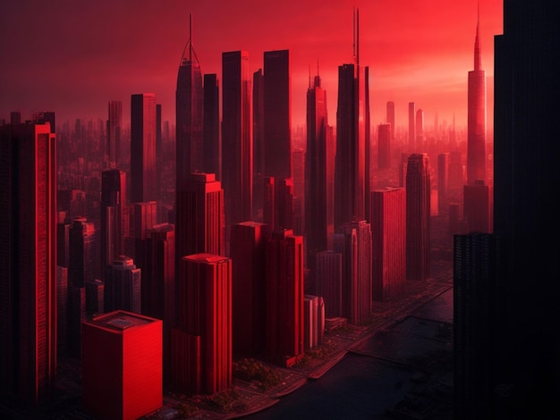 Red megacity D rendering