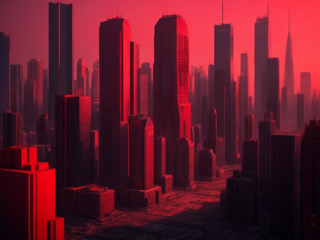 Photo red megacity d rendering