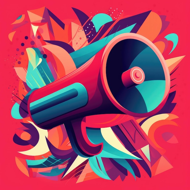 Red megaphone colorful graphic generative ai