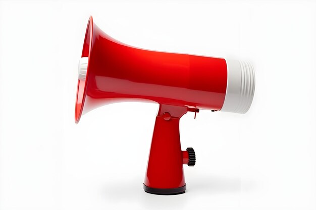 A red megaphone with a white cap on it